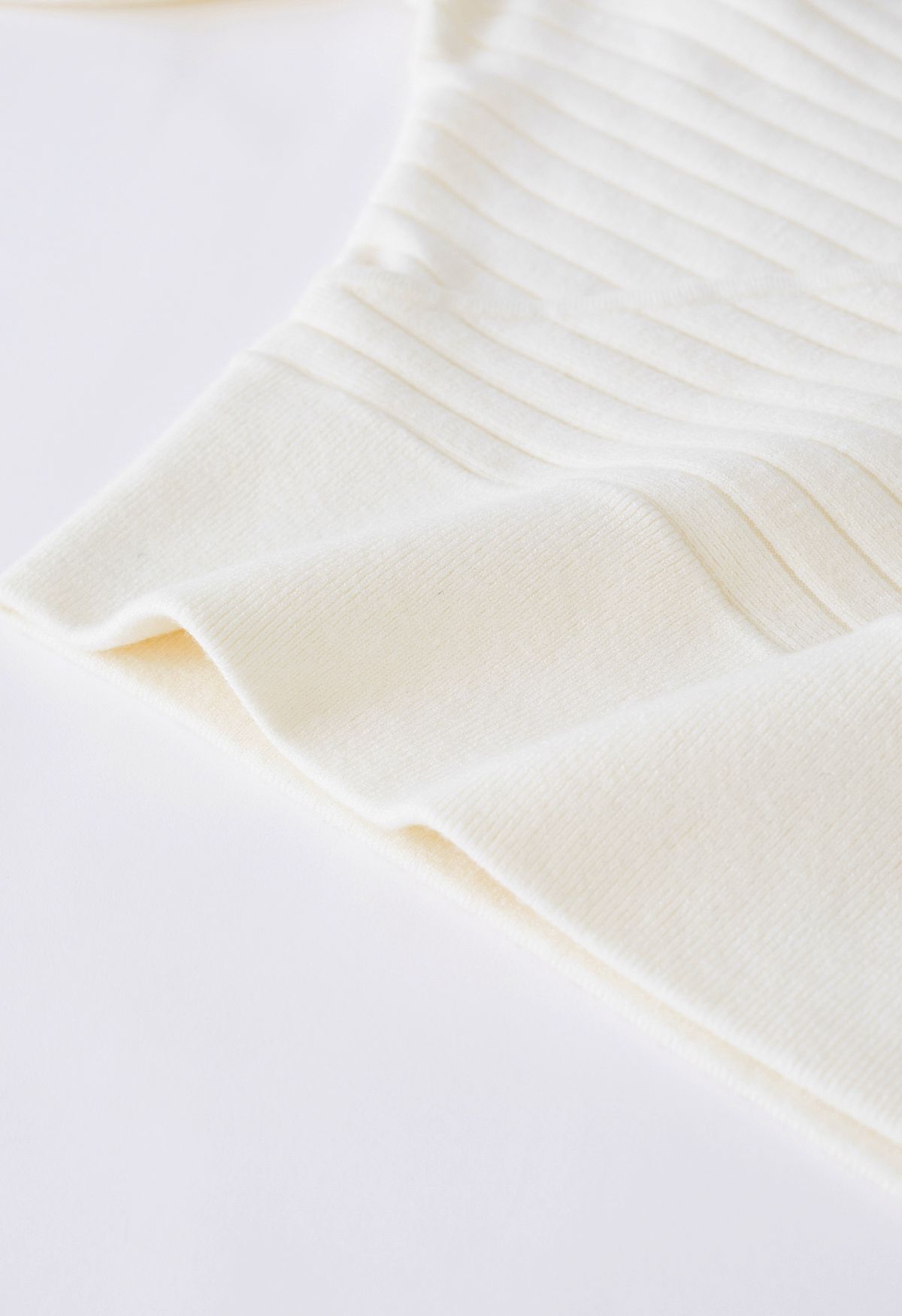 Horsebit Trim Faux-Wrap Knit Top in White