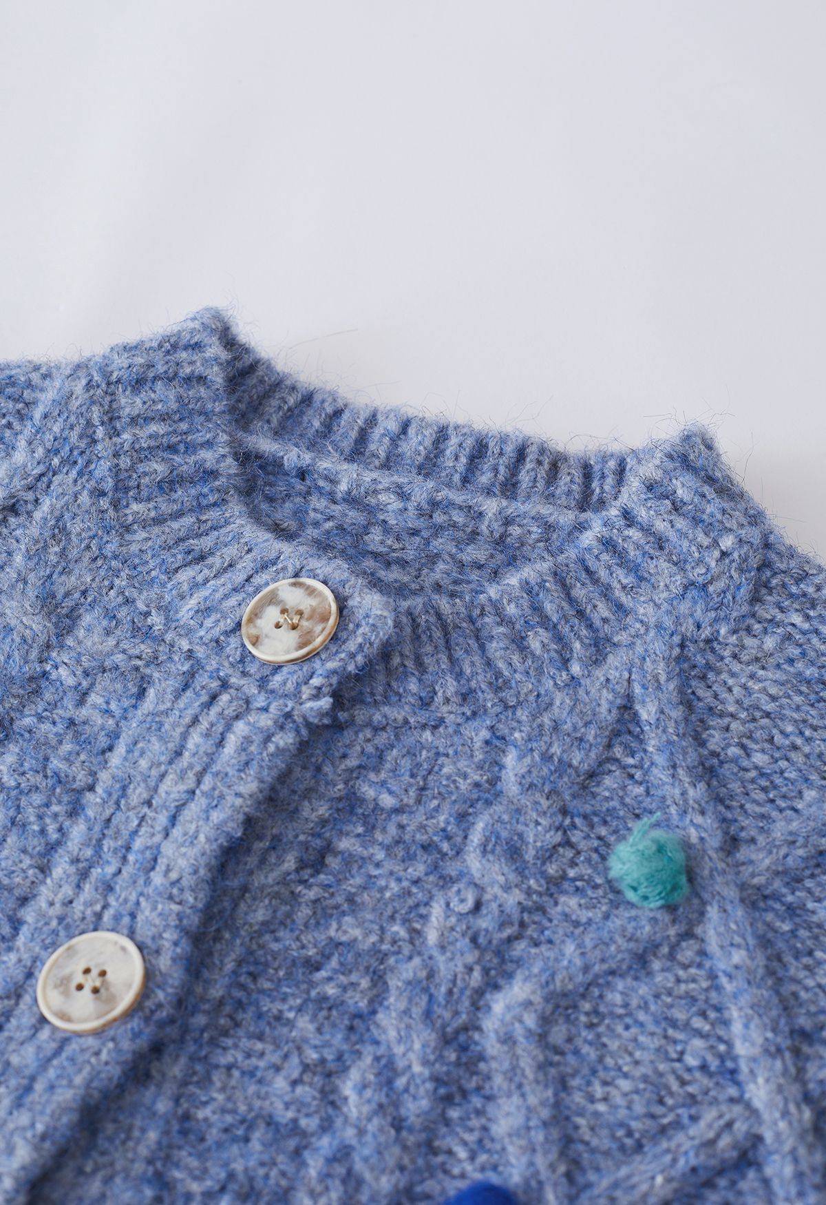 Colorful Pom-Pom Diamond Knit Cardigan in Blue - Retro, Indie and ...