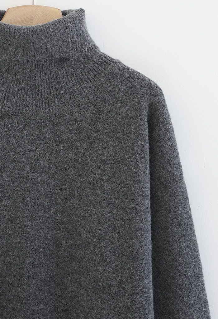 Neat Soft Knit Turtleneck Sweater in Smoke