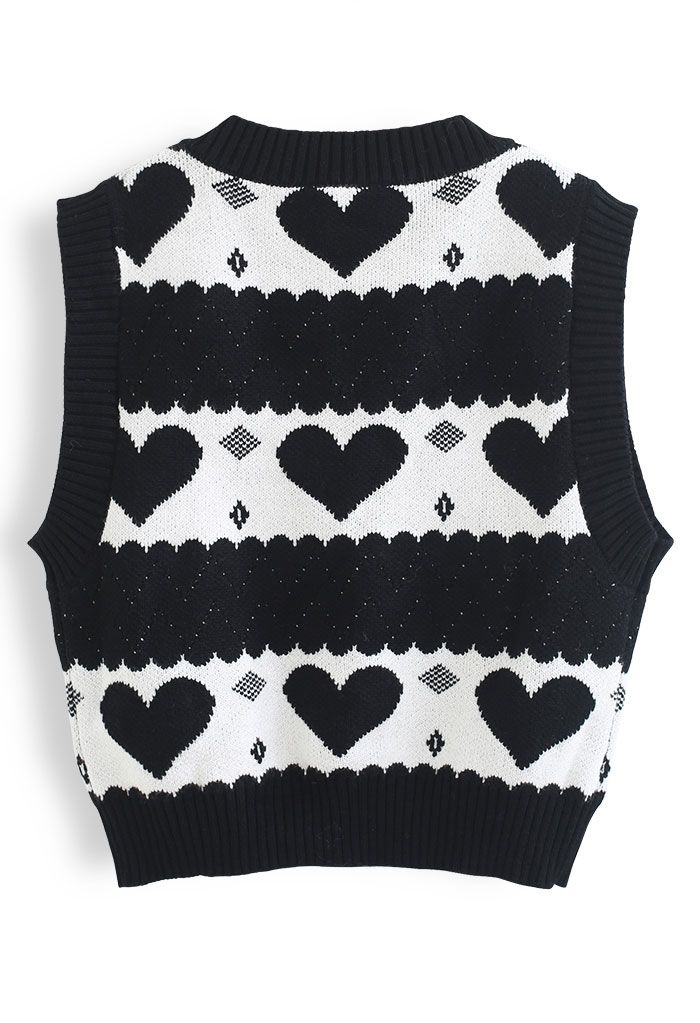 Gentle Black Heart Knit Vest