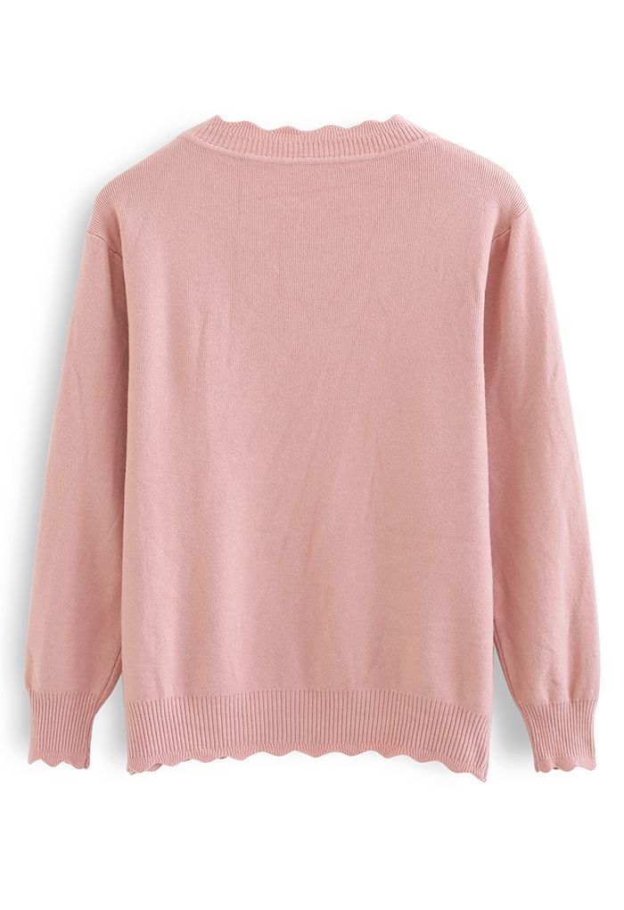 Ribbed Fuzzy Soft Knit Sweater in Pink