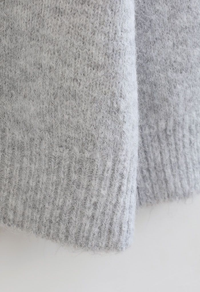 Solid Color Comfy Fuzzy Knit Sweater in Grey - Retro, Indie and Unique ...