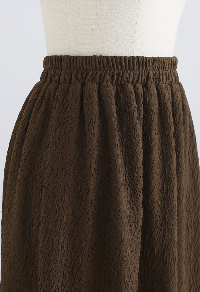 Cracking Embossed A-Line Midi Skirt in Brown - Retro, Indie and Unique ...