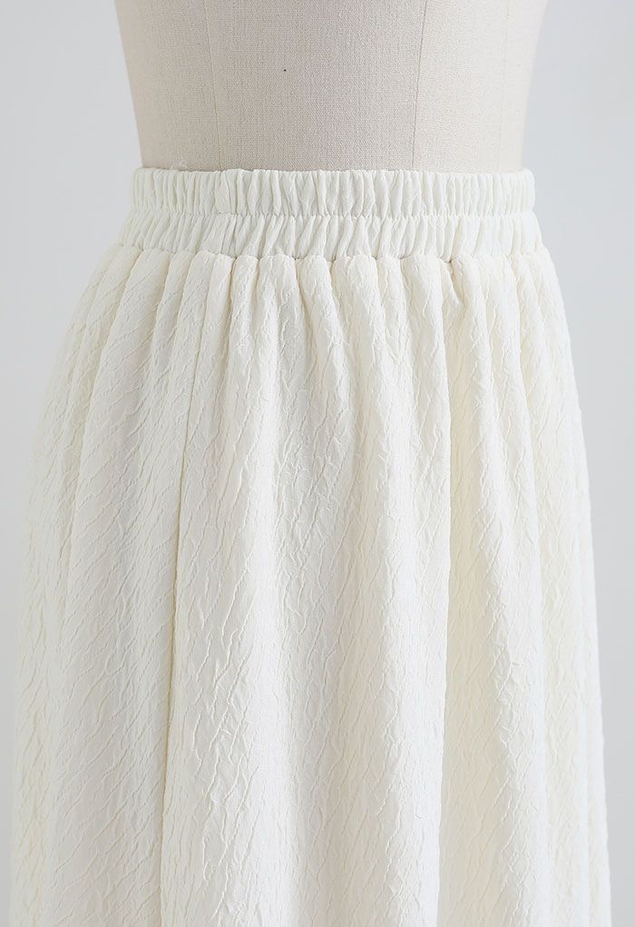 Cracking Embossed A-Line Midi Skirt in Cream - Retro, Indie and Unique ...