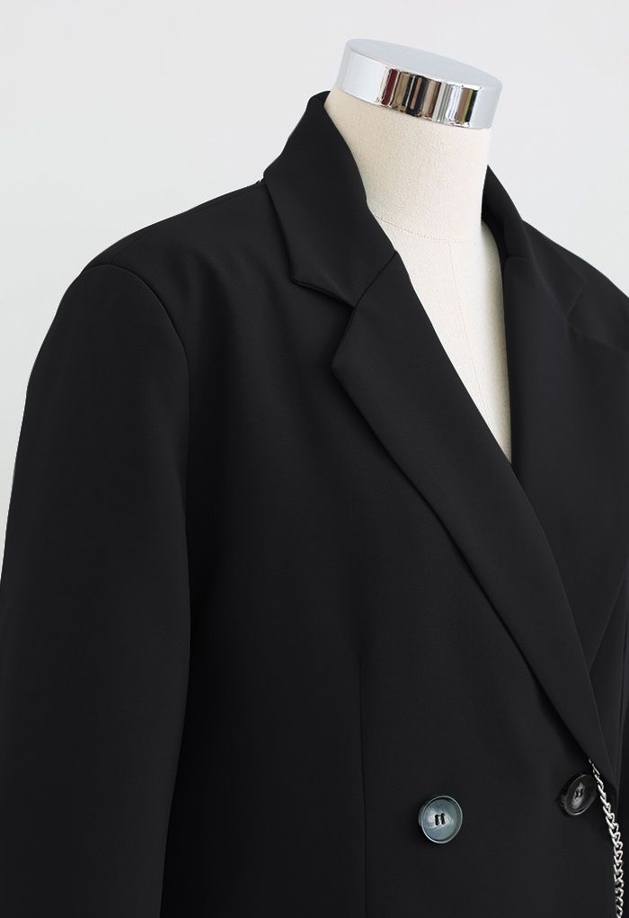 Pad Shoulder Blazer with Mini Bag in Black
