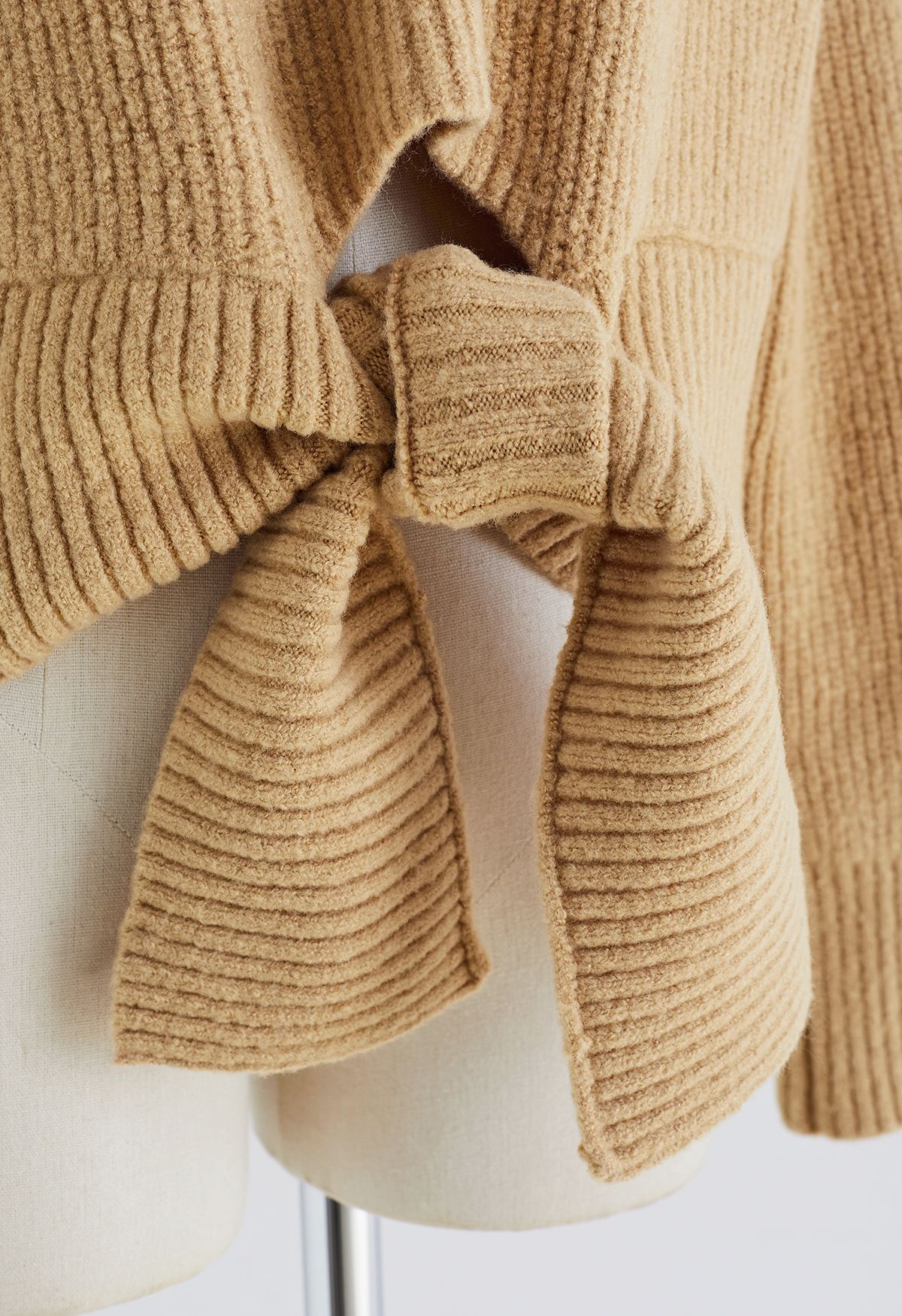 Only chunky textured knit sweater in camel