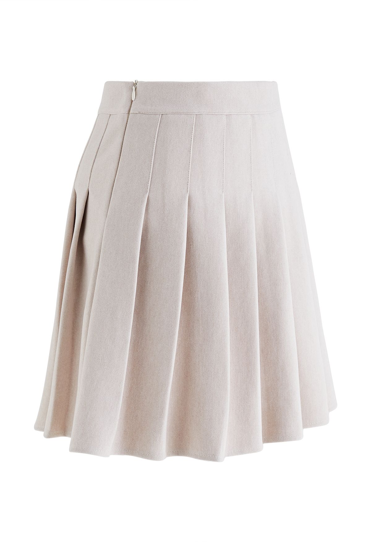 High Waist Wool-Blend Pleated Skater Skirt in Ivory