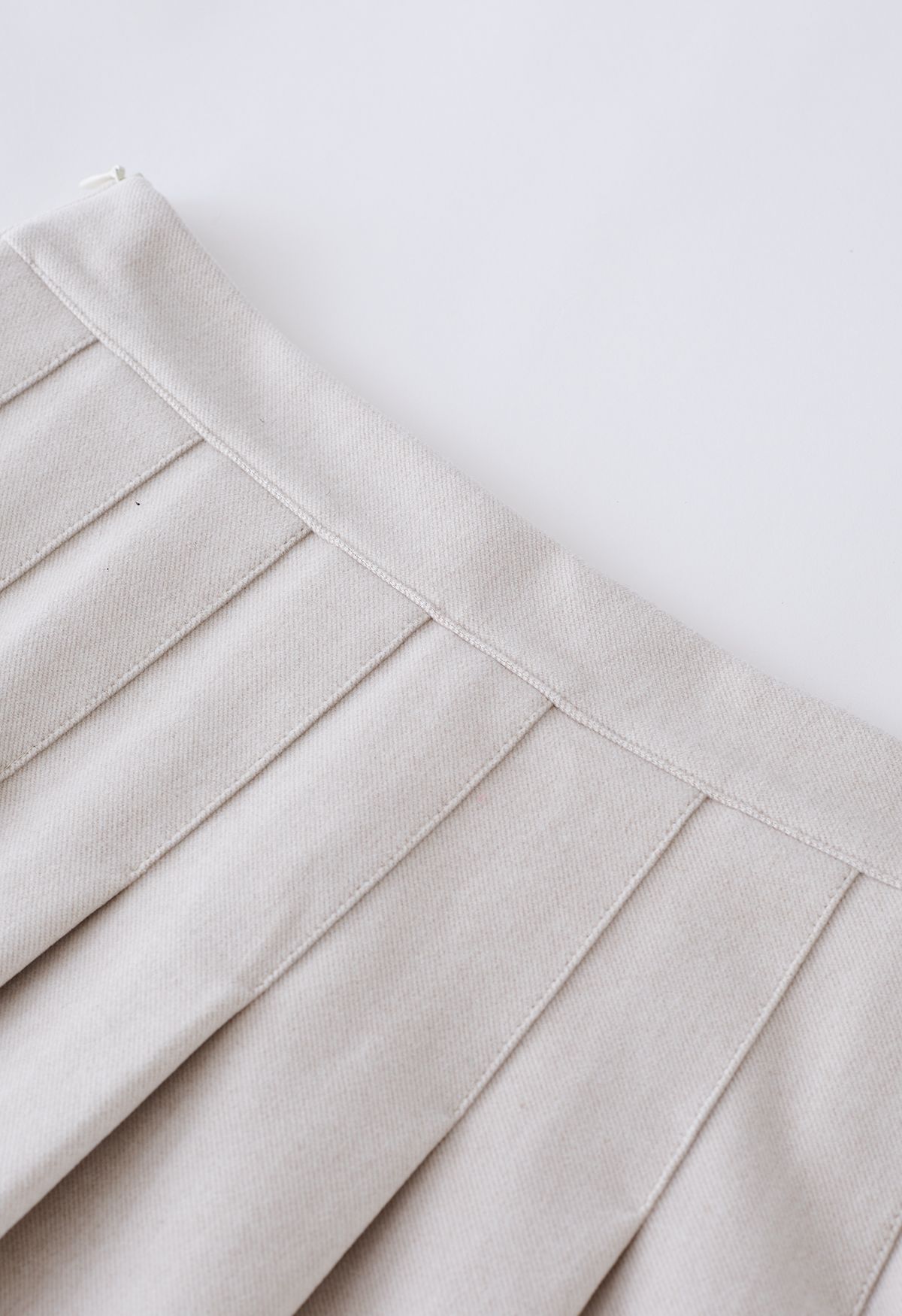High Waist Wool-Blend Pleated Skater Skirt in Ivory