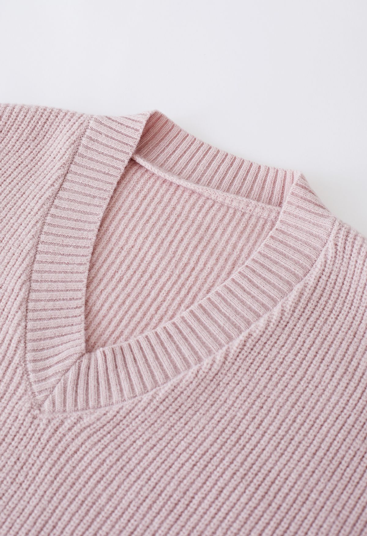 Detachable Scarf Rib Knit Sweater in Dusty Pink