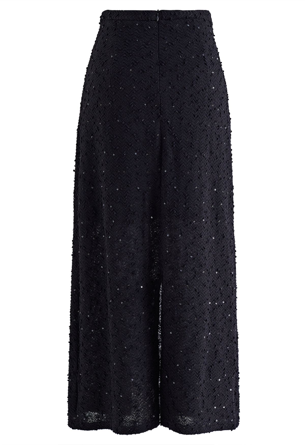 Dotted Wavy Texture Pencil Maxi Skirt in Black