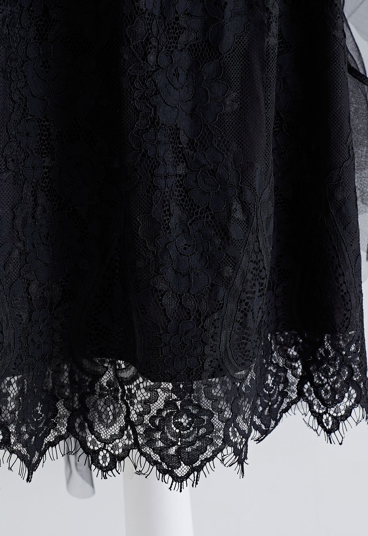Floral Lace Ruffle Mesh Tulle Skirt in Black - Retro, Indie and Unique ...