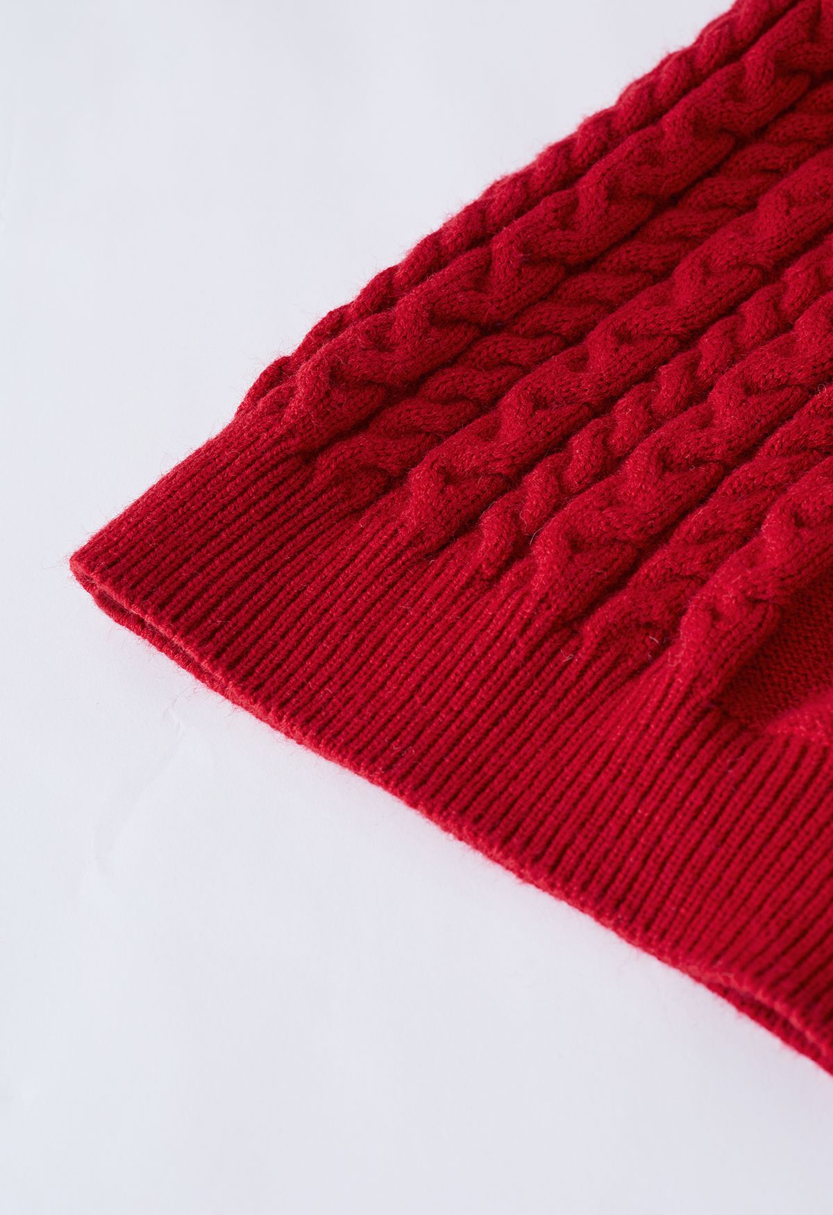Cable Knit Sweater with Pom-Pom Scarf in Red - Retro, Indie and Unique ...