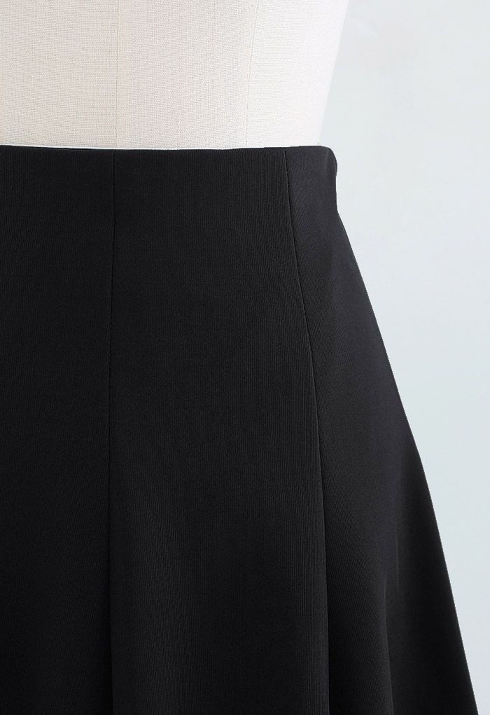 Raw-Cut Hem Flare Mini Skirt in Black - Retro, Indie and Unique Fashion