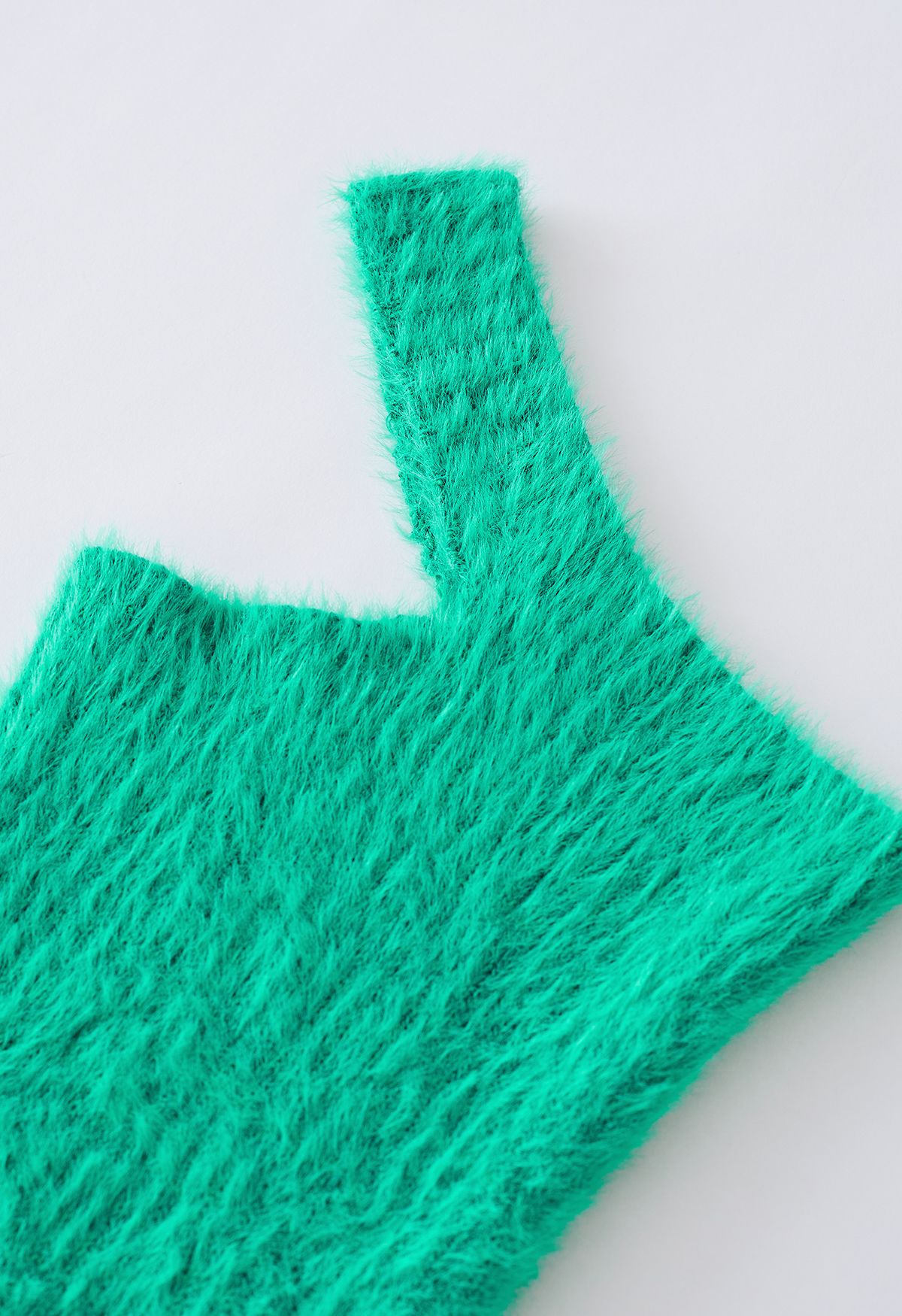 One-Shoulder Fuzzy Knit Top and Cardigan Set in Green