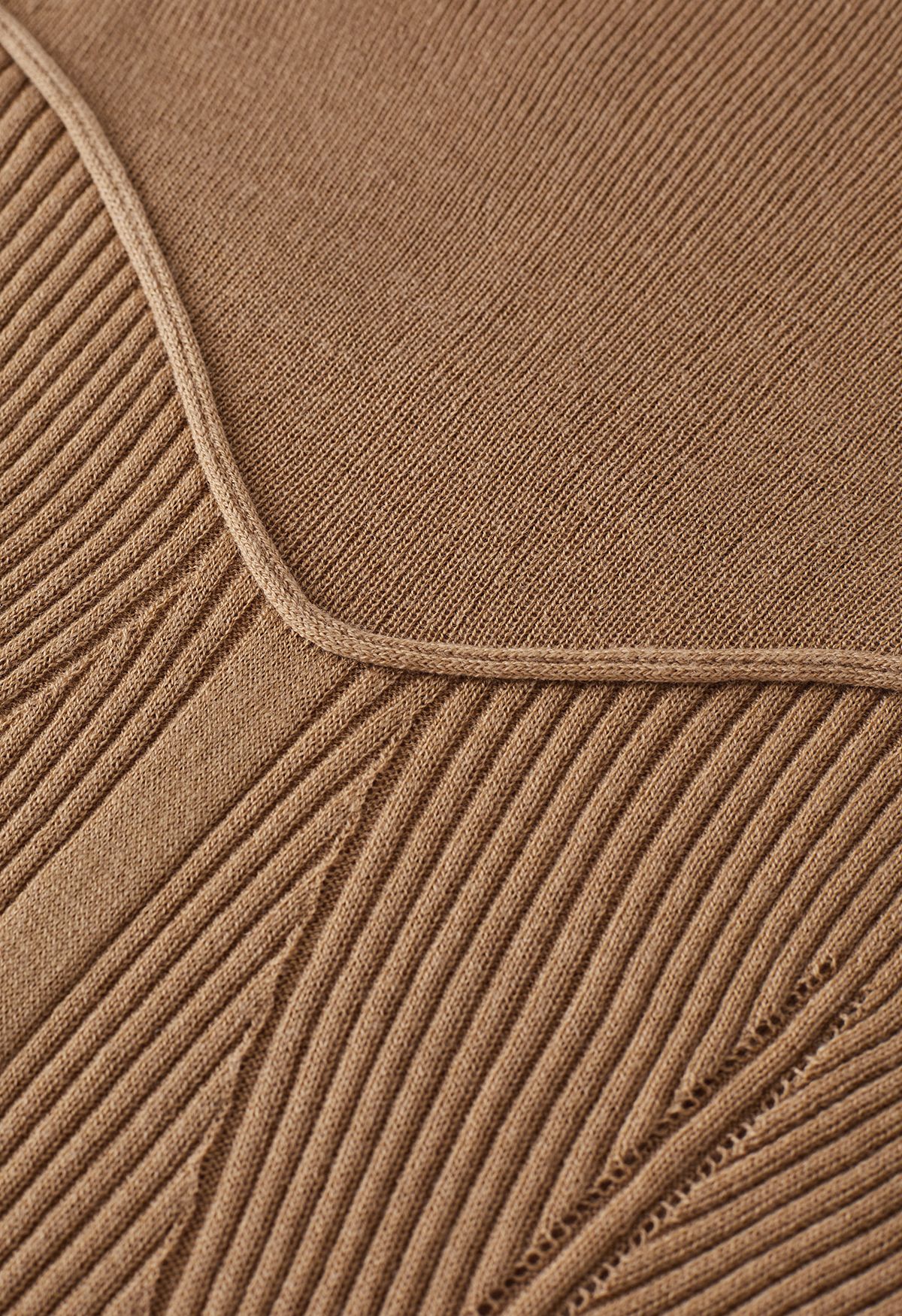 Cold-Shoulder Mock Neck Knit Top in Tan