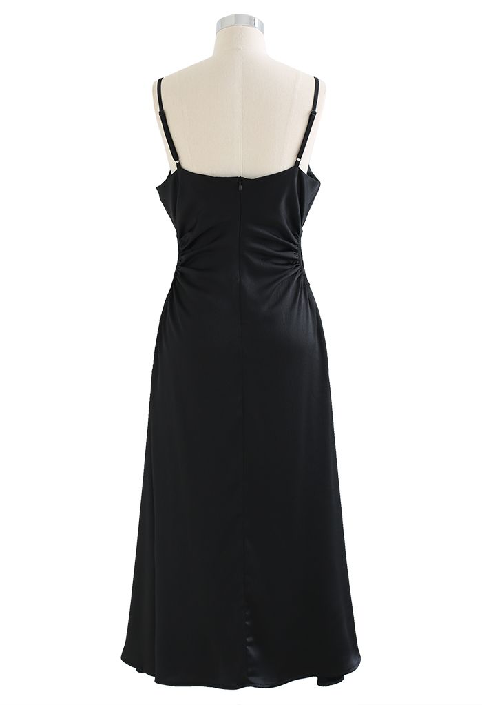 Cutout Waist Textured Cami Dress in Black - Retro, Indie and Unique Fashion
