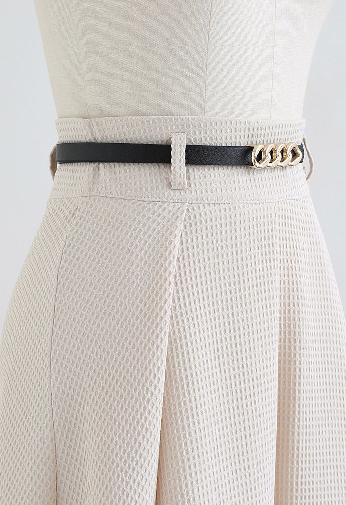 Honeycomb Embossed A-Line Skirt in Ivory - Retro, Indie and Unique Fashion