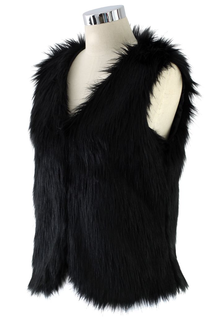 Chicwish Faux Fur Vest in Black - Retro, Indie and Unique Fashion