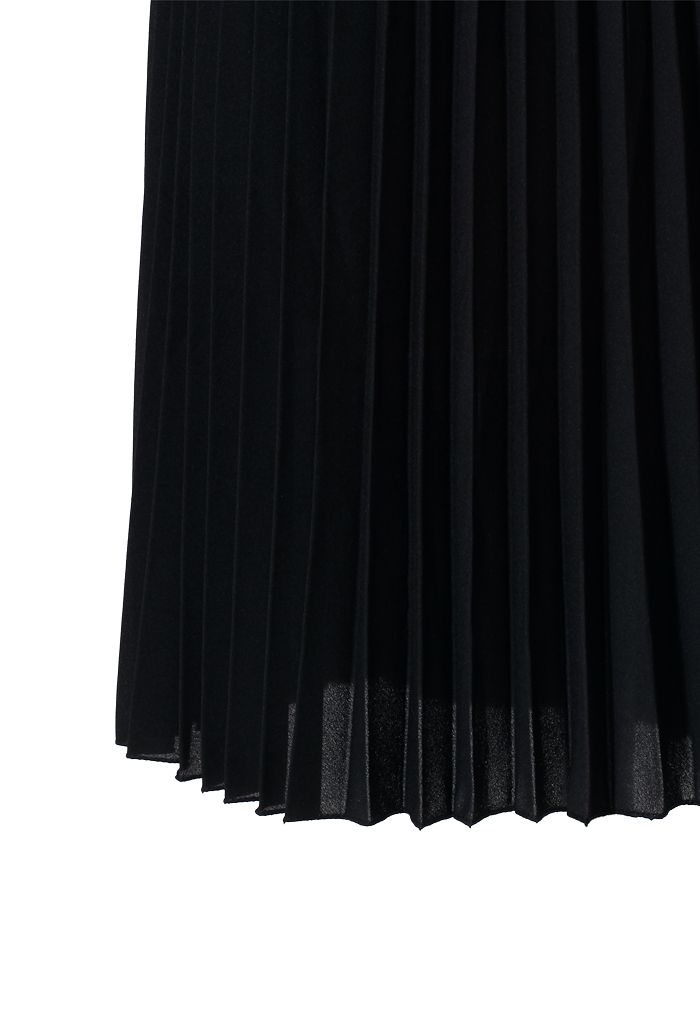 Chiffon Black Pleated Maxi Skirt