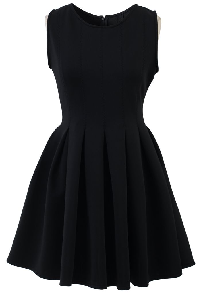 Favored Sleeveless Skater Dress in Black