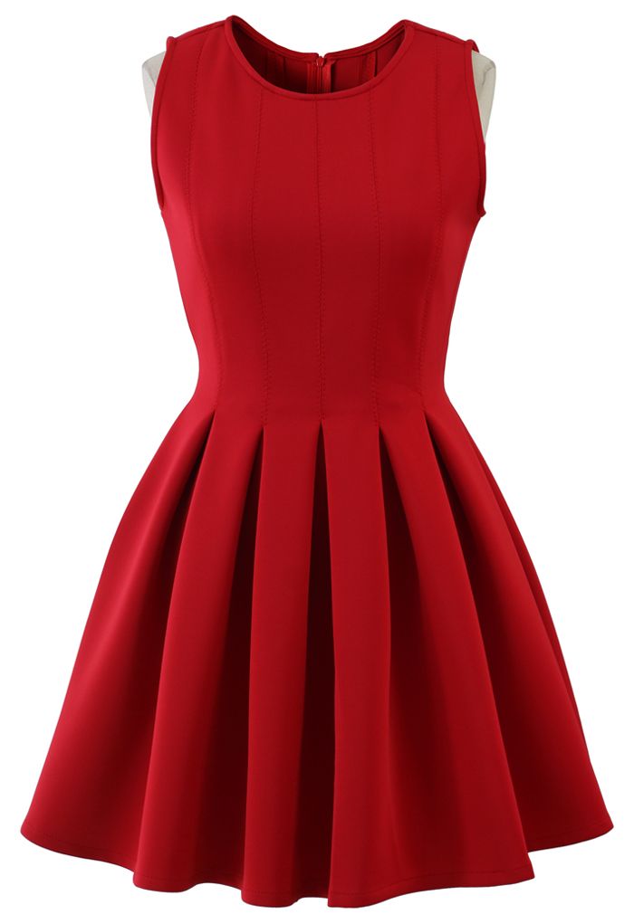 Favored Sleeveless Skater Dress in Red ...