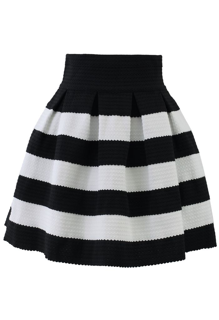 Contrast Strips A-line Skirt