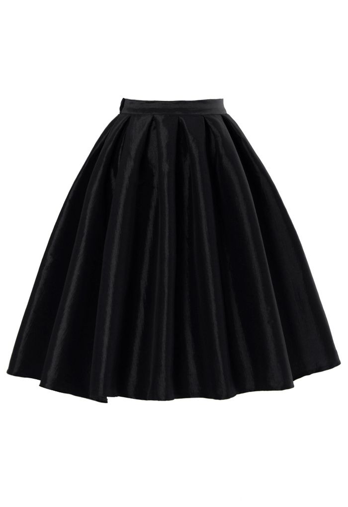 Black A-line Midi Skirt