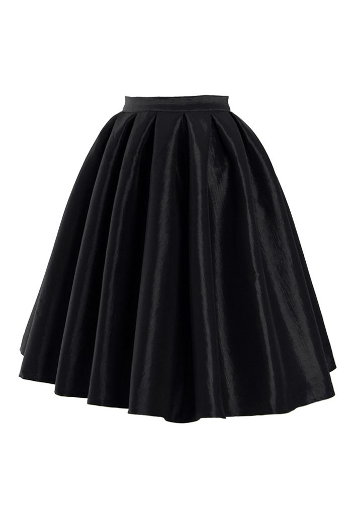 Black A-line Midi Skirt