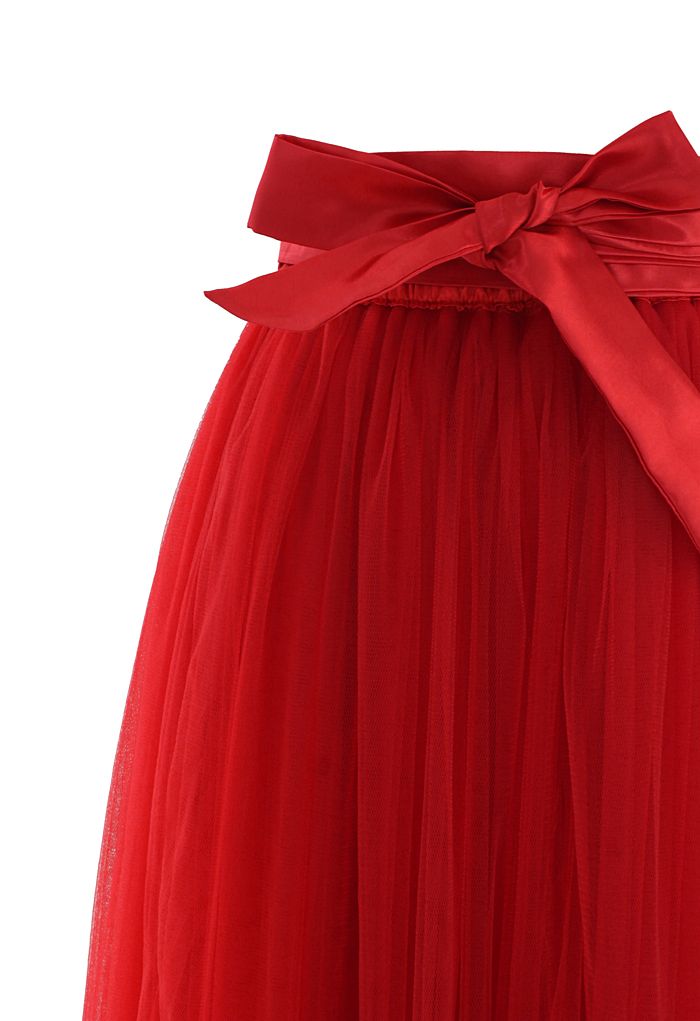 Amore Maxi Tulle Prom Skirt in Red