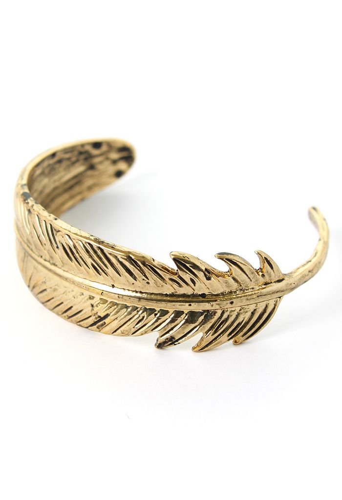 Gold-Plated Feather Cuff