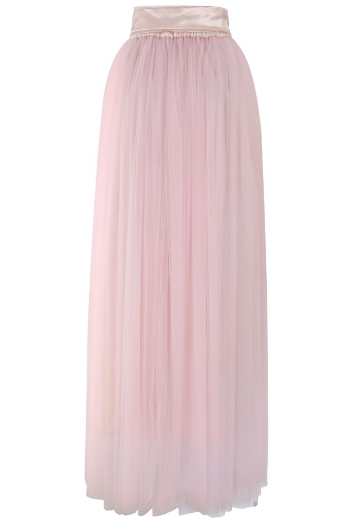 Amore Maxi Tulle Prom Skirt in Pink