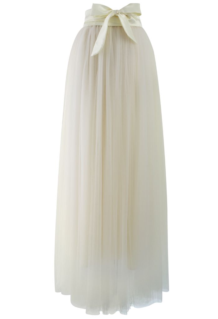 Amore Maxi Tulle Prom Skirt in Beige
