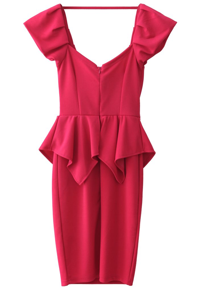 Hot-pink Peplum Prom Dress 
