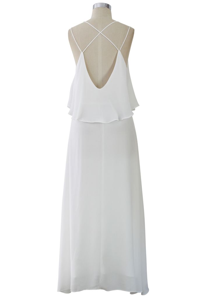 Flowing Rhythm Tiered Cami Dress in White