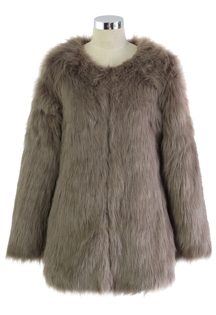 Chicwish Glam Brown Faux Fur Coat