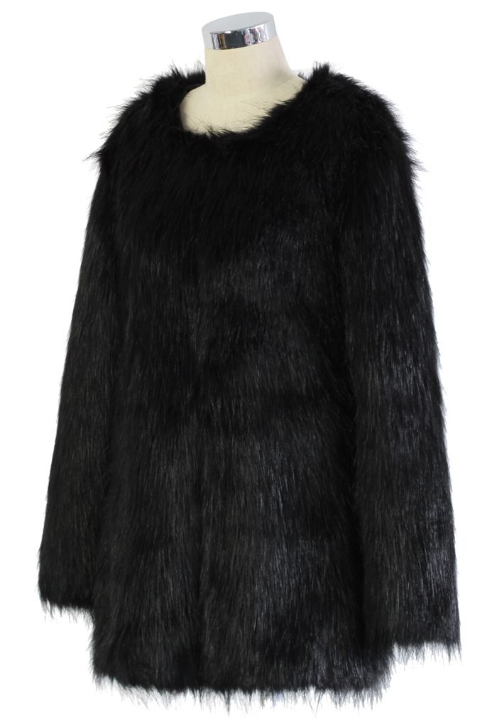 Chicwish Glam Black Faux Fur Coat