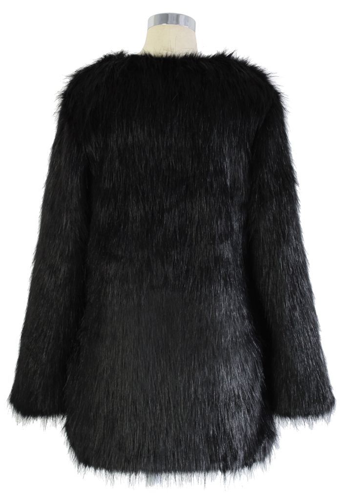 Chicwish Glam Black Faux Fur Coat - Retro, Indie and Unique Fashion