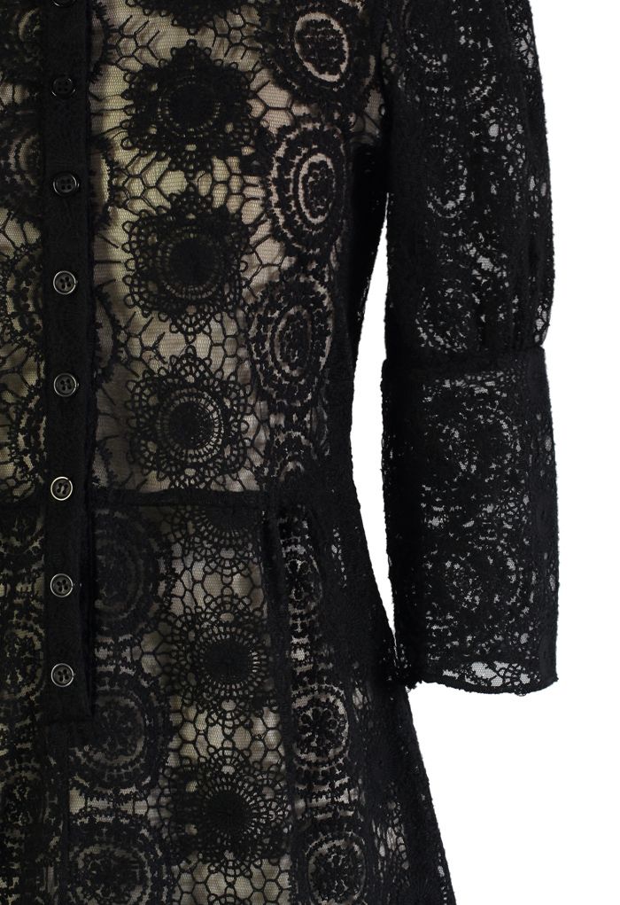 Sunflower Crochet Dress in Black