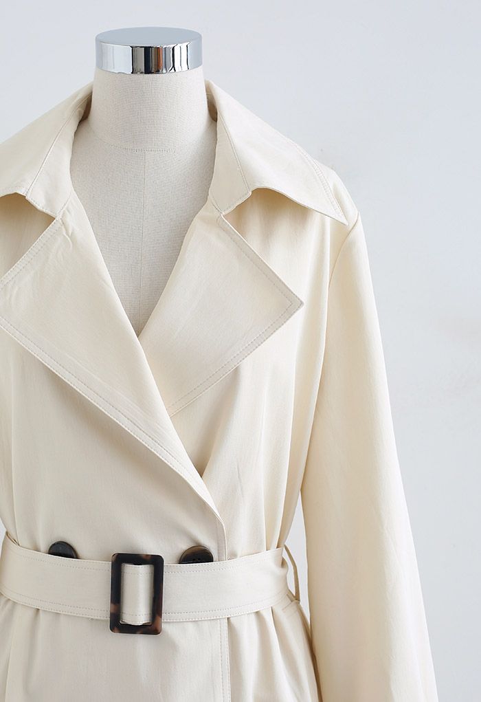 Creamy Double-Breasted Trench Coat - Retro, Indie and Unique Fashion