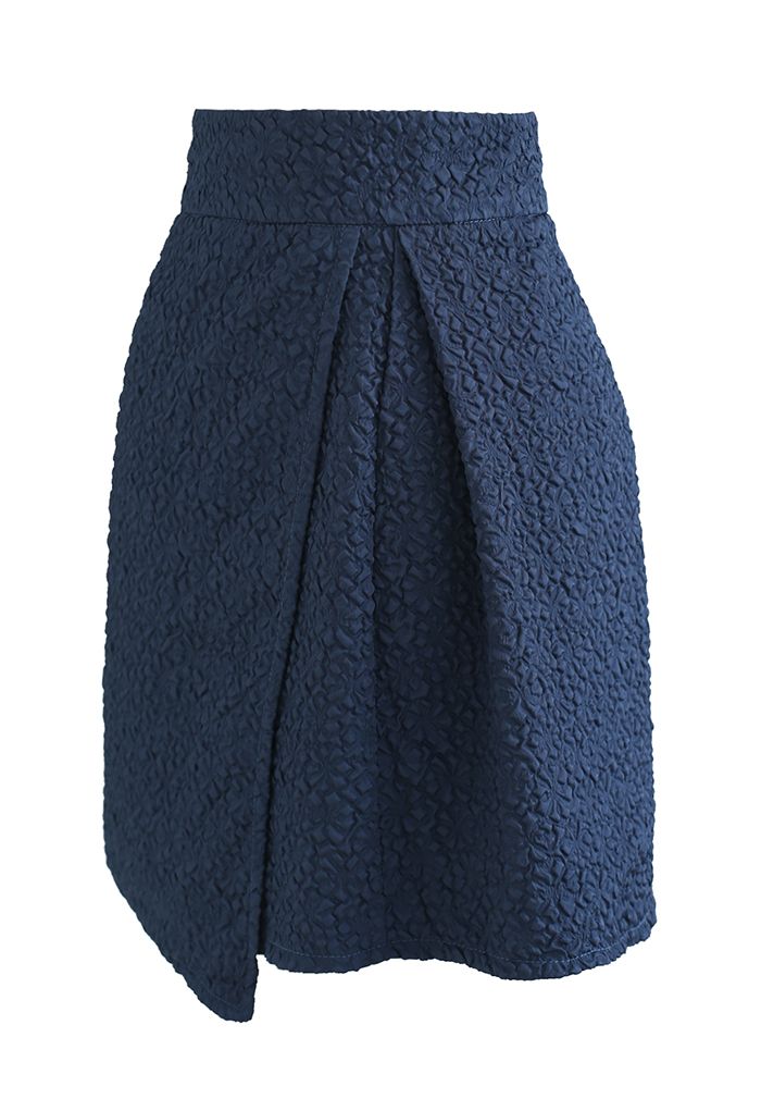 Embossed Flap Mini Skirt in Navy - Retro, Indie and Unique Fashion