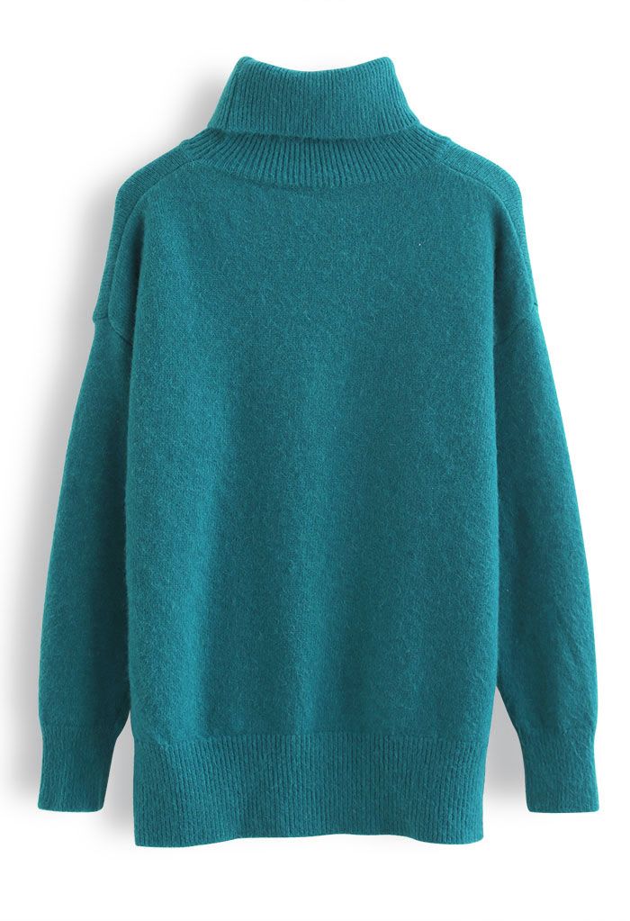 Neat Soft Knit Turtleneck Sweater in Peacock