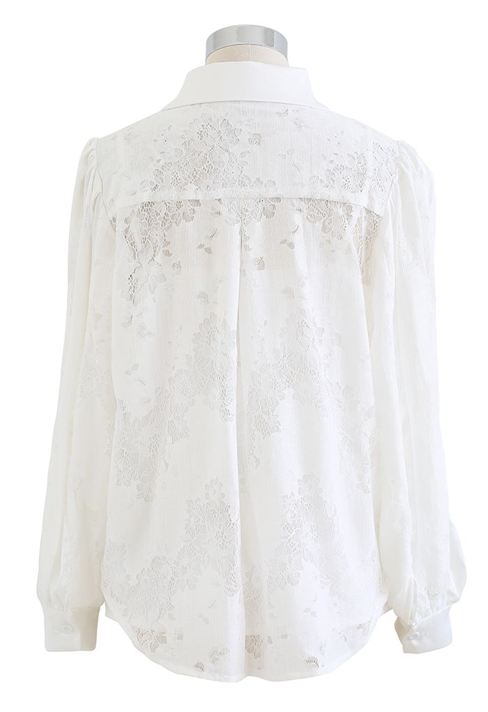 Crystal Velvet Brooch Floral Lace Shirt - Retro, Indie and Unique Fashion