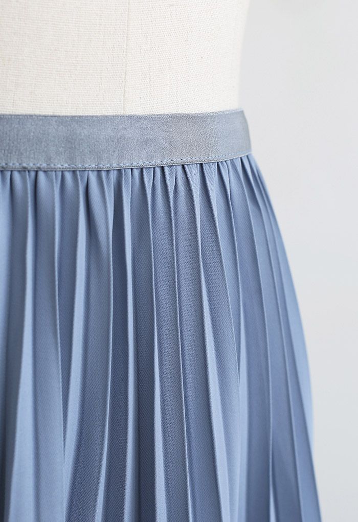 Simplicity Pleated Midi Skirt in Blue - Retro, Indie and Unique Fashion