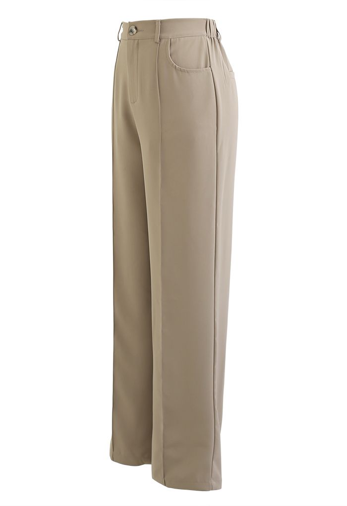 Breezy Solid Color Casual Pants in Light Tan