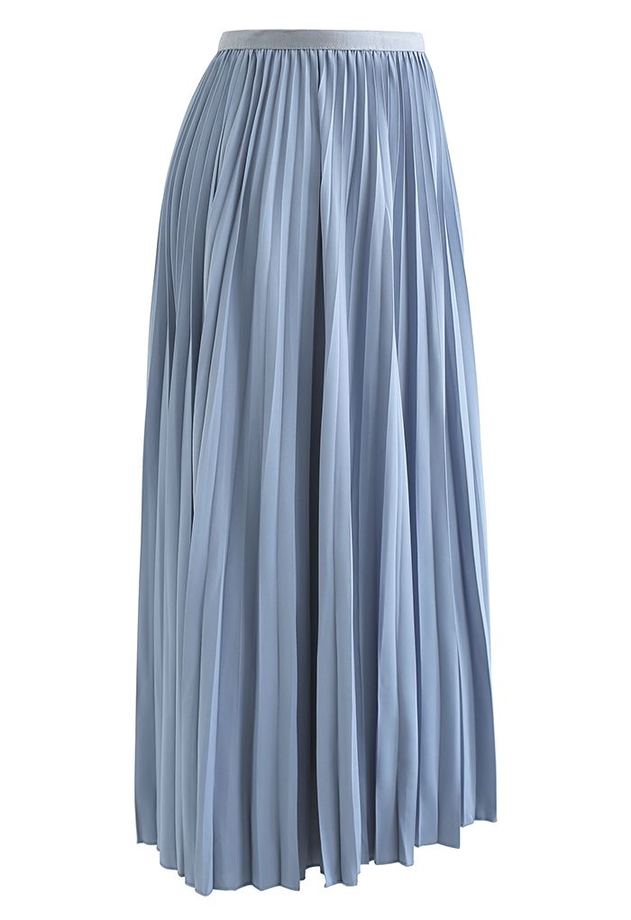 Simplicity Pleated Midi Skirt in Blue - Retro, Indie and Unique Fashion