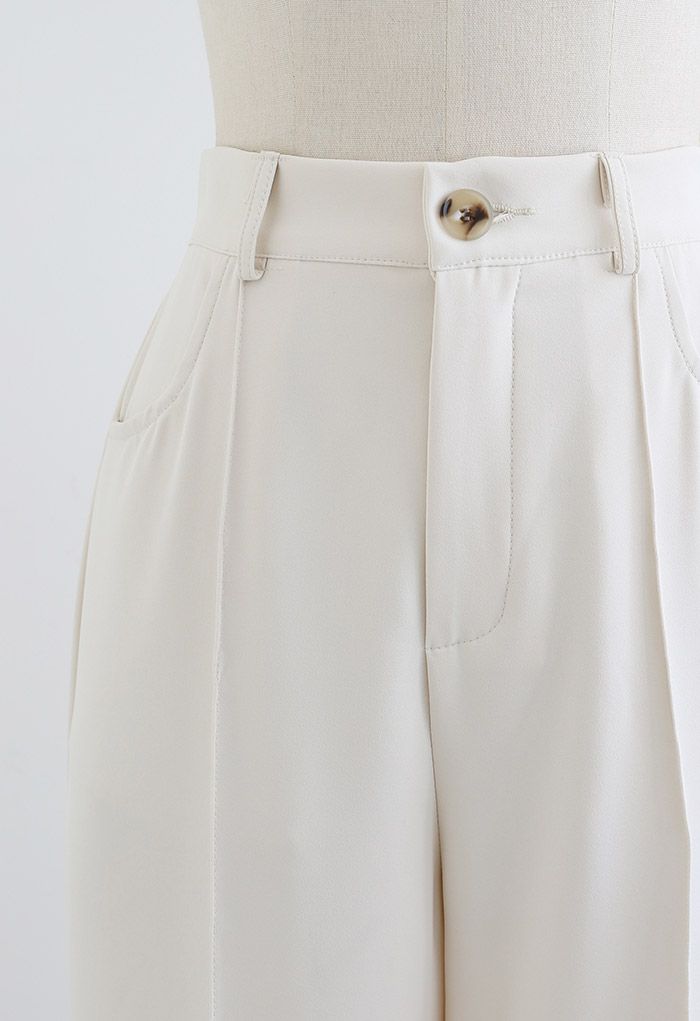 Breezy Solid Color Casual Pants in Ivory - Retro, Indie and Unique Fashion