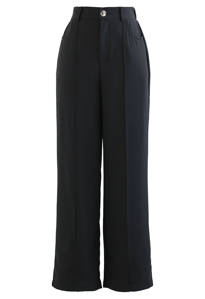 Breezy Solid Color Casual Pants in Black