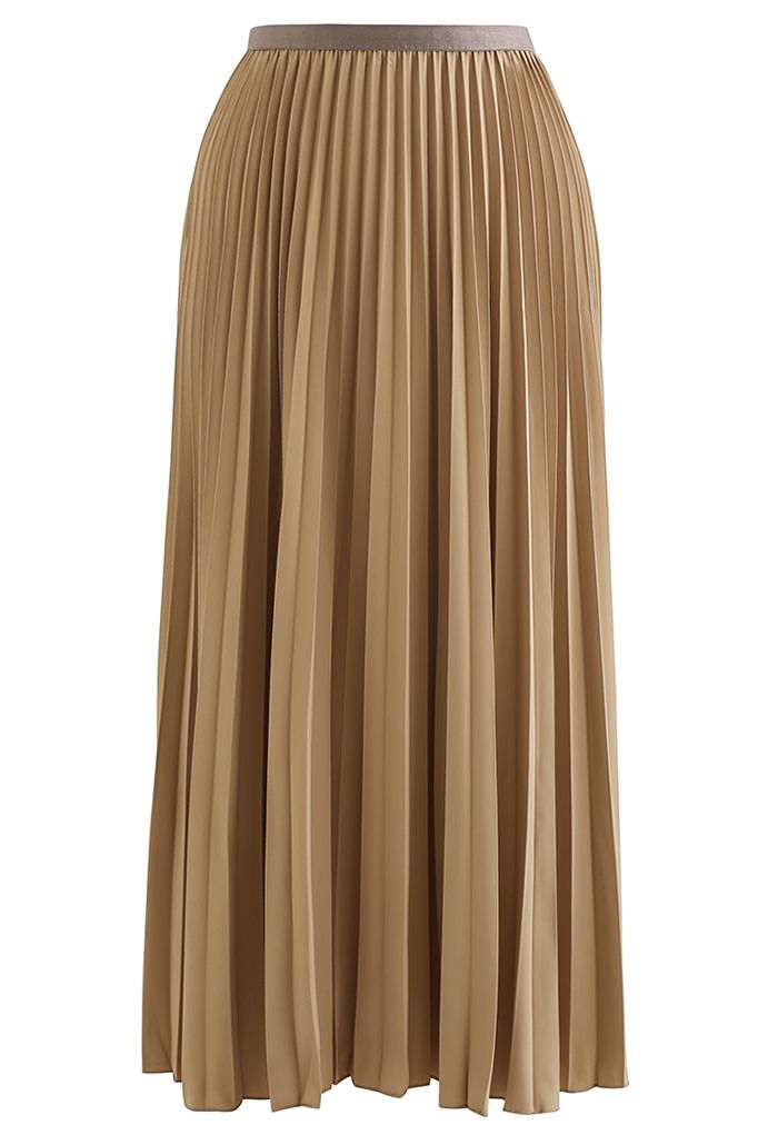Simplicity Pleated Midi Skirt in Light Tan - Retro, Indie and Unique ...