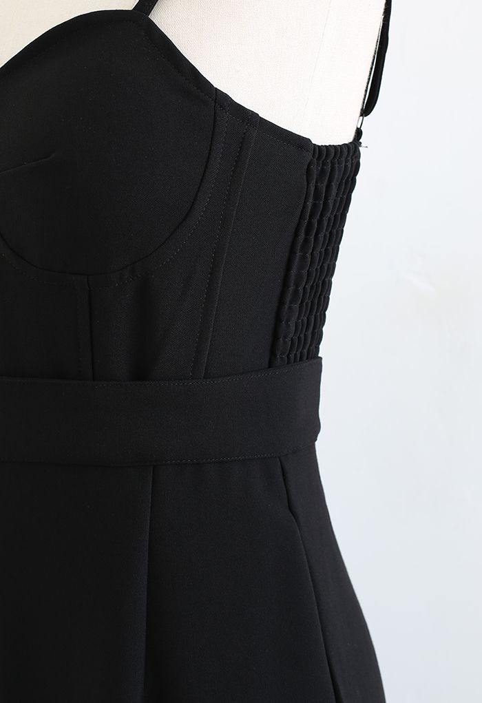 Sassy Built-in-Bra Cami Jumpsuit in Black - Retro, Indie and