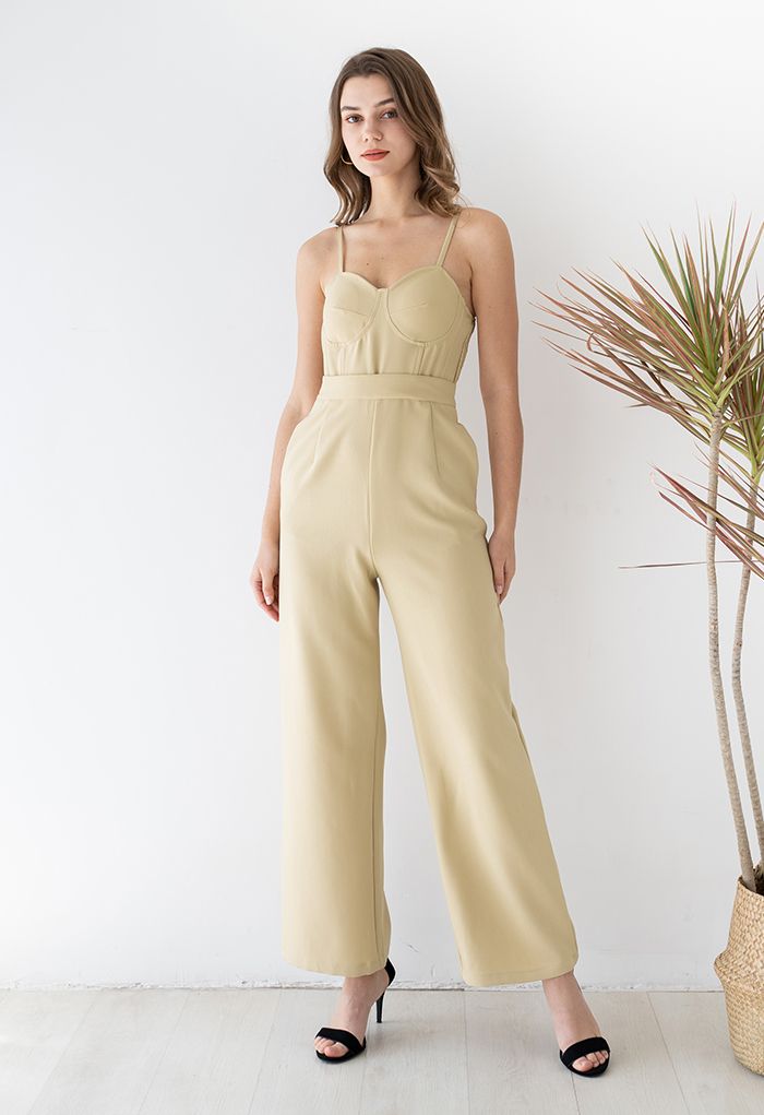Sassy Built-in-Bra Cami Jumpsuit in Light Yellow - Retro, Indie and Unique  Fashion